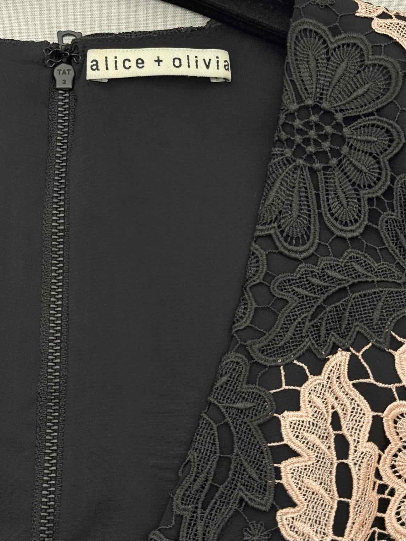 ALICE + OLIVIA Black & Beige Lace Size US 4 Short Dress
