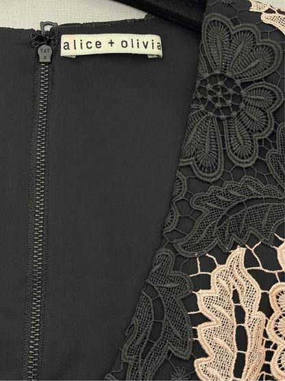 ALICE + OLIVIA Black & Beige Lace Size US 4 Short Dress