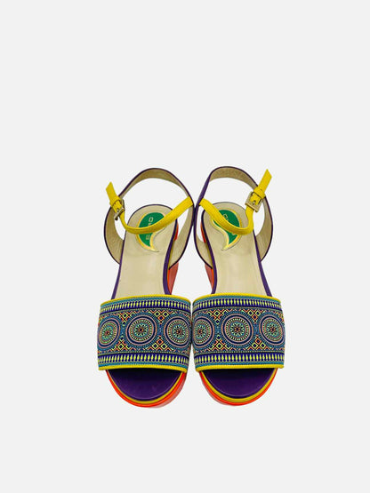 ETRO Ankle Strap Orange Multicolor Size EU 36 Wedges