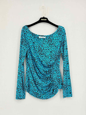LK BENNETT Blue & Black Leopard Print Size US 10 Top