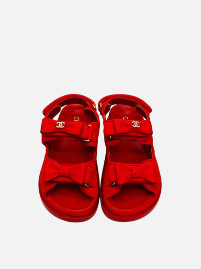 CHANEL Dad Red Quilted Sandals