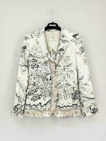 ETRO White Multicolor Paisley Print Size US 2 Blazer