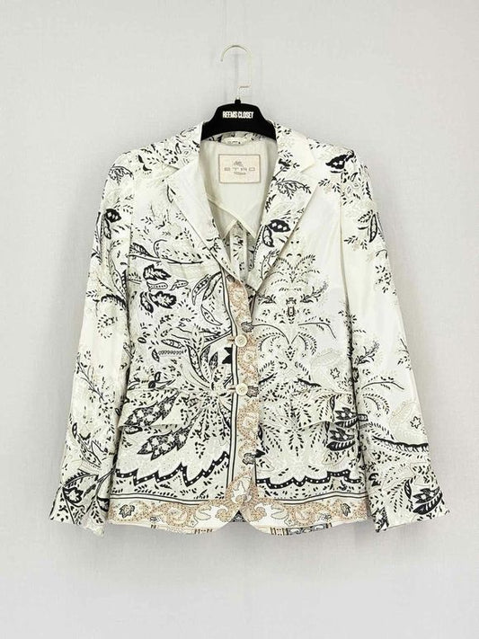 ETRO White Multicolor Paisley Print Size US 2 Blazer