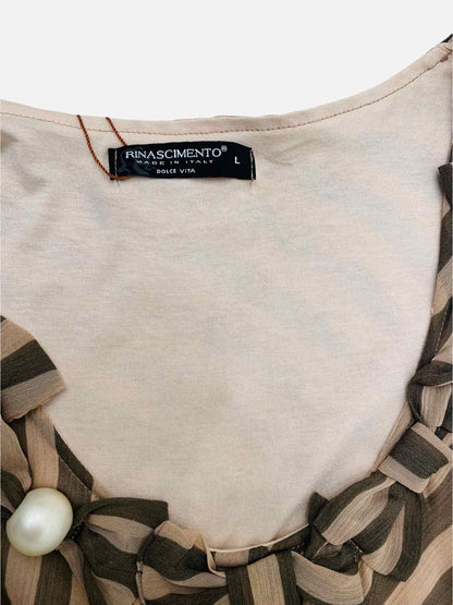 RINASCIMENTO Basic Beige & Khaki Stripes Top