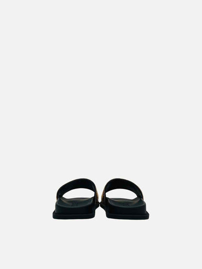 FENDI Fendace Gold & Black Logo Slides 39