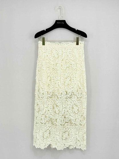 ERMANNO SCERVINO Cream Lace Size US 2 Knee Length Skirt