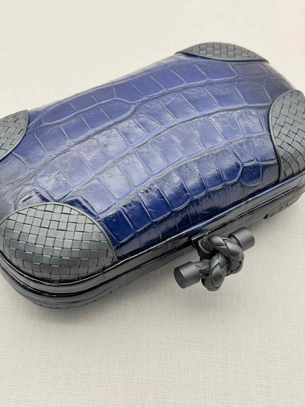 BOTTEGA VENETA Knot Royal Blue Clutch