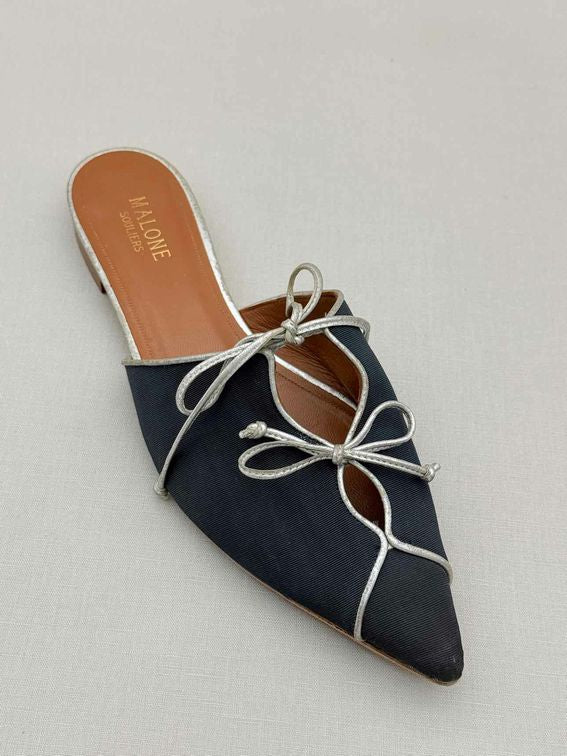 MALONE SOULIERS Navy Blue w/ Silver Size EU 39.5 Mules