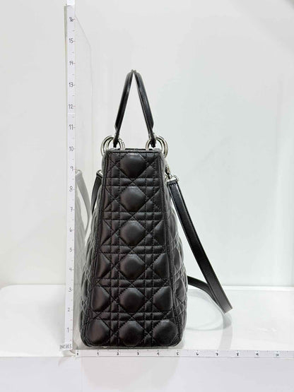 CHRISTIAN DIOR Lady Dior Black Cannage Top Handle