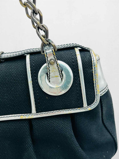 FENDI B Black & Silver Shoulder Bag