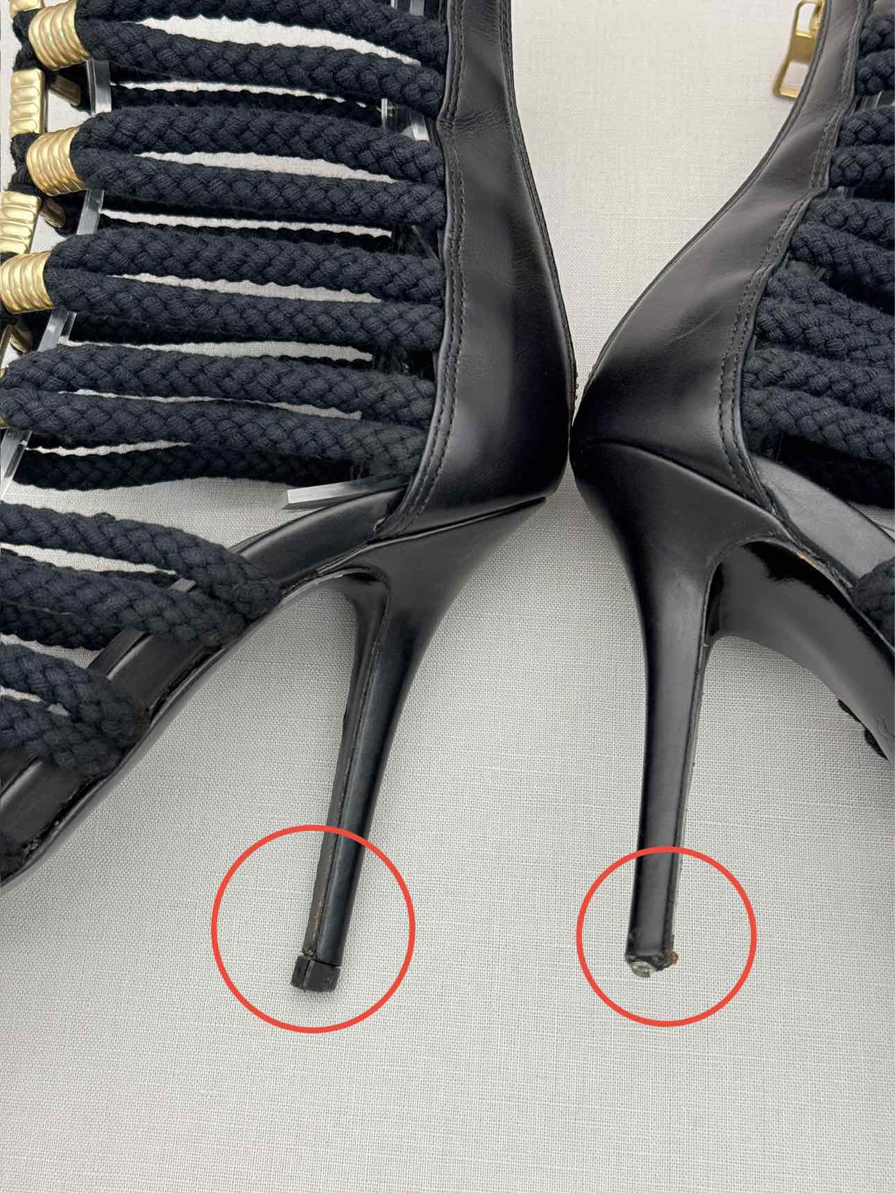 BALMAIN Gladiator Black Rope Size EU 37 Heeled Sandals
