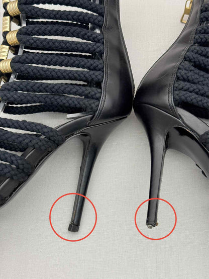 BALMAIN Gladiator Black Rope Size EU 37 Heeled Sandals