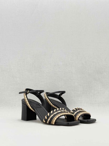 ULLA JOHNSON Black & Beige Size EU 39 Heeled Sandals