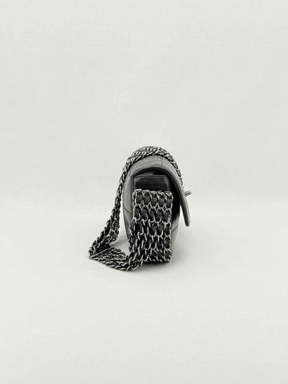 CHANEL Multi Chain Black Shoulder Bag