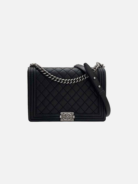 CHANEL Boy Black Quilted Shoulder Bag