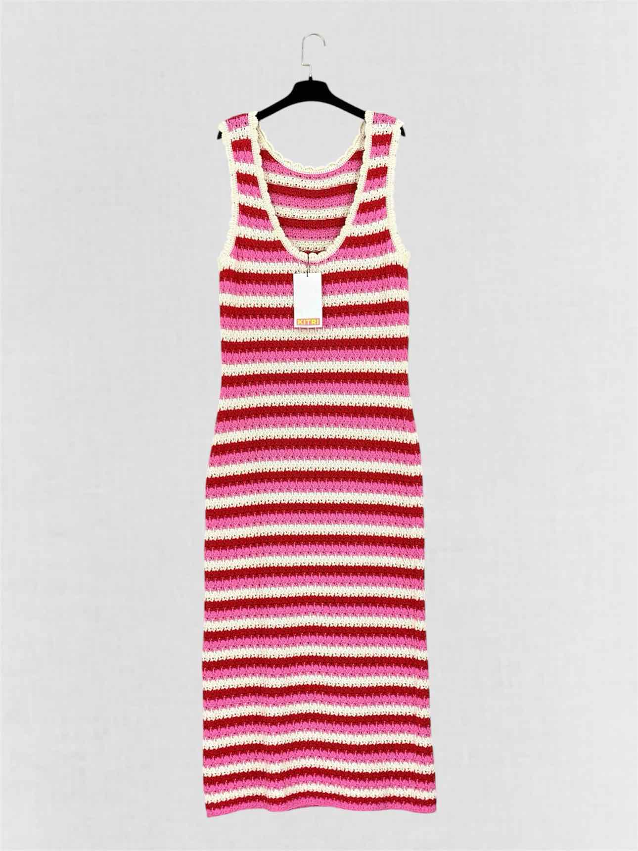 KITRI Bunty Pink, Red & White Size Large Long Dress