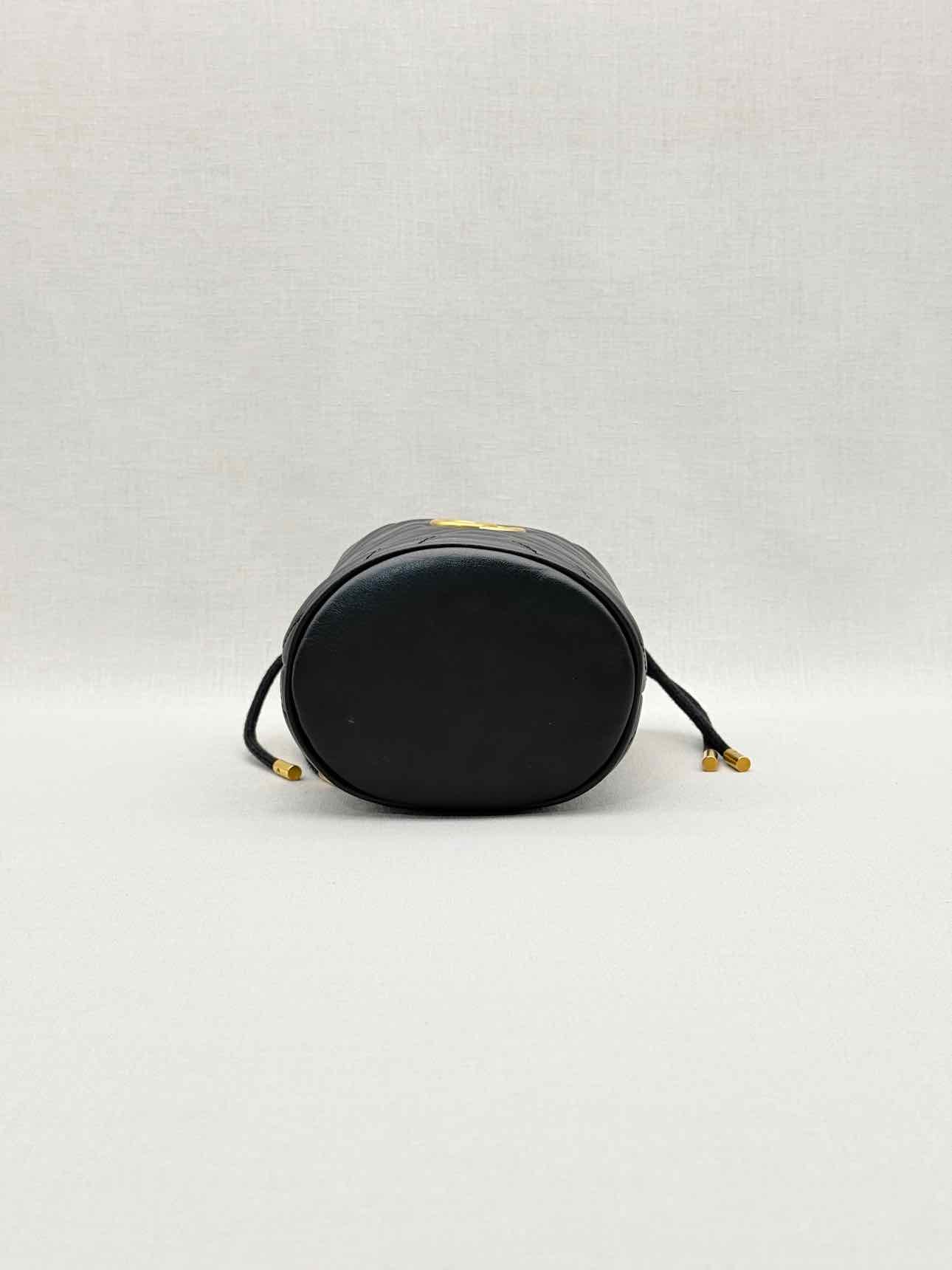 GUCCI GG Marmont Black Chevron Bucket Bag