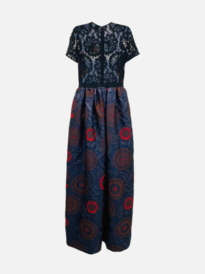 PAULE KA Lace Bodice Black Multicolor Evening Dress