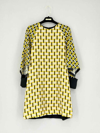 FENDI Yellow Multicolor Printed Size US 4 Short Dress