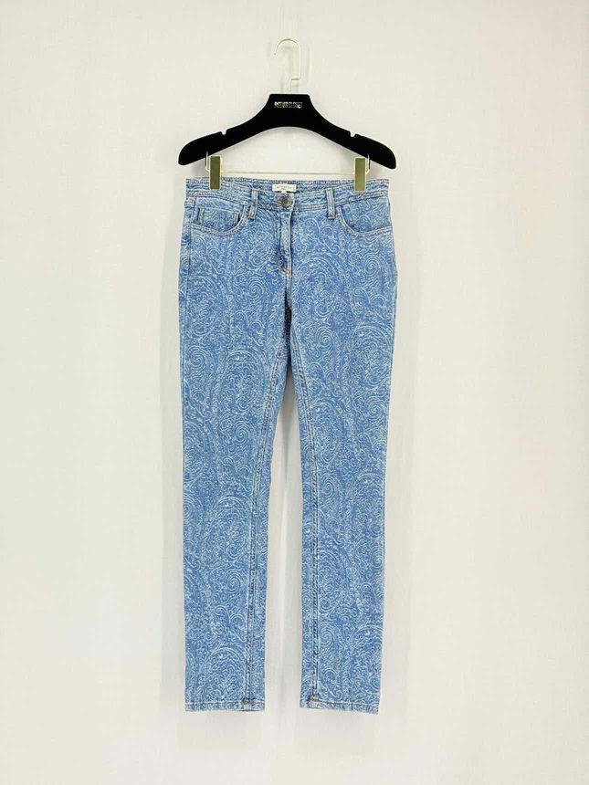 ETRO Blue Paisley Print Size 28 Jeans