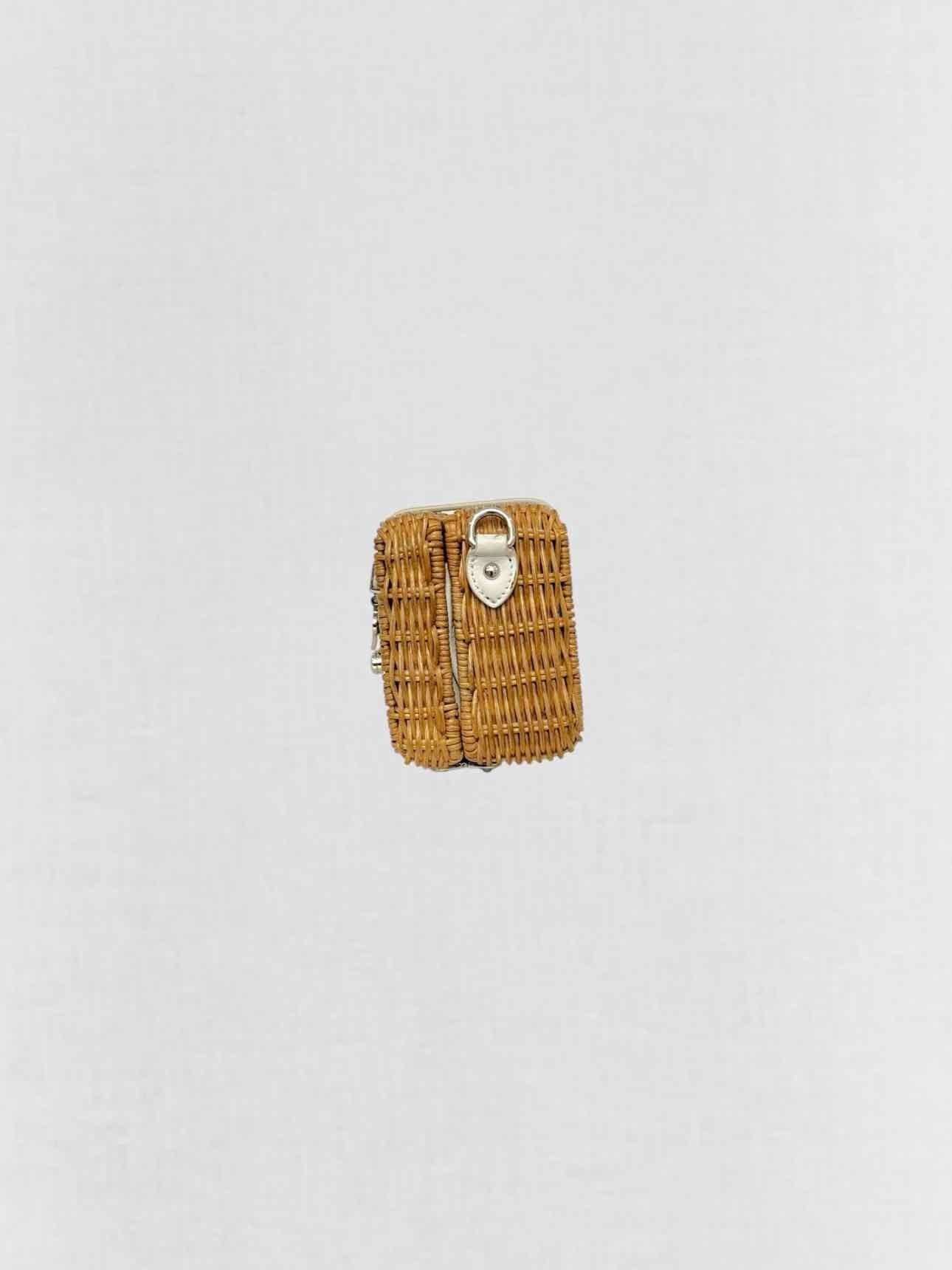 MIU MIU Midollino Brown w/ White Woven Clutch