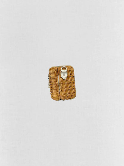 MIU MIU Midollino Brown w/ White Woven Clutch