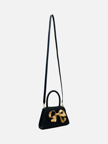 SELF-PORTRAIT Gold Bow Black Top Handle