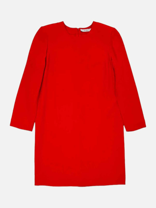 GIVENCHY Long Sleeve Red Knee Length Dress