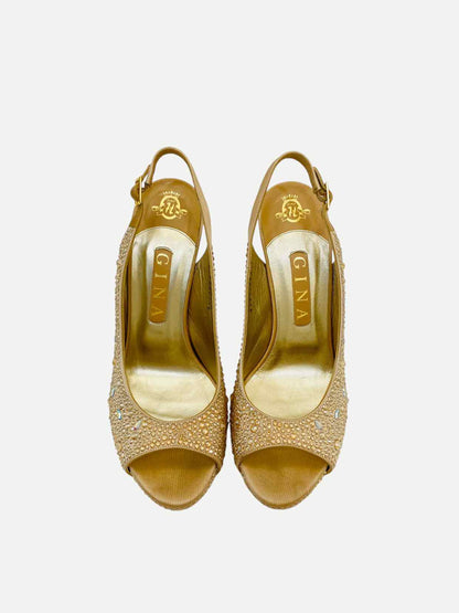 GINA Platform Gold Slingbacks 39