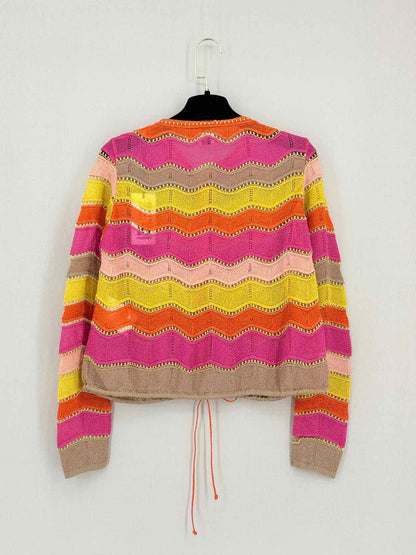 M MISSONI Pink Multicolor Chevron Size US 4 Cardigan