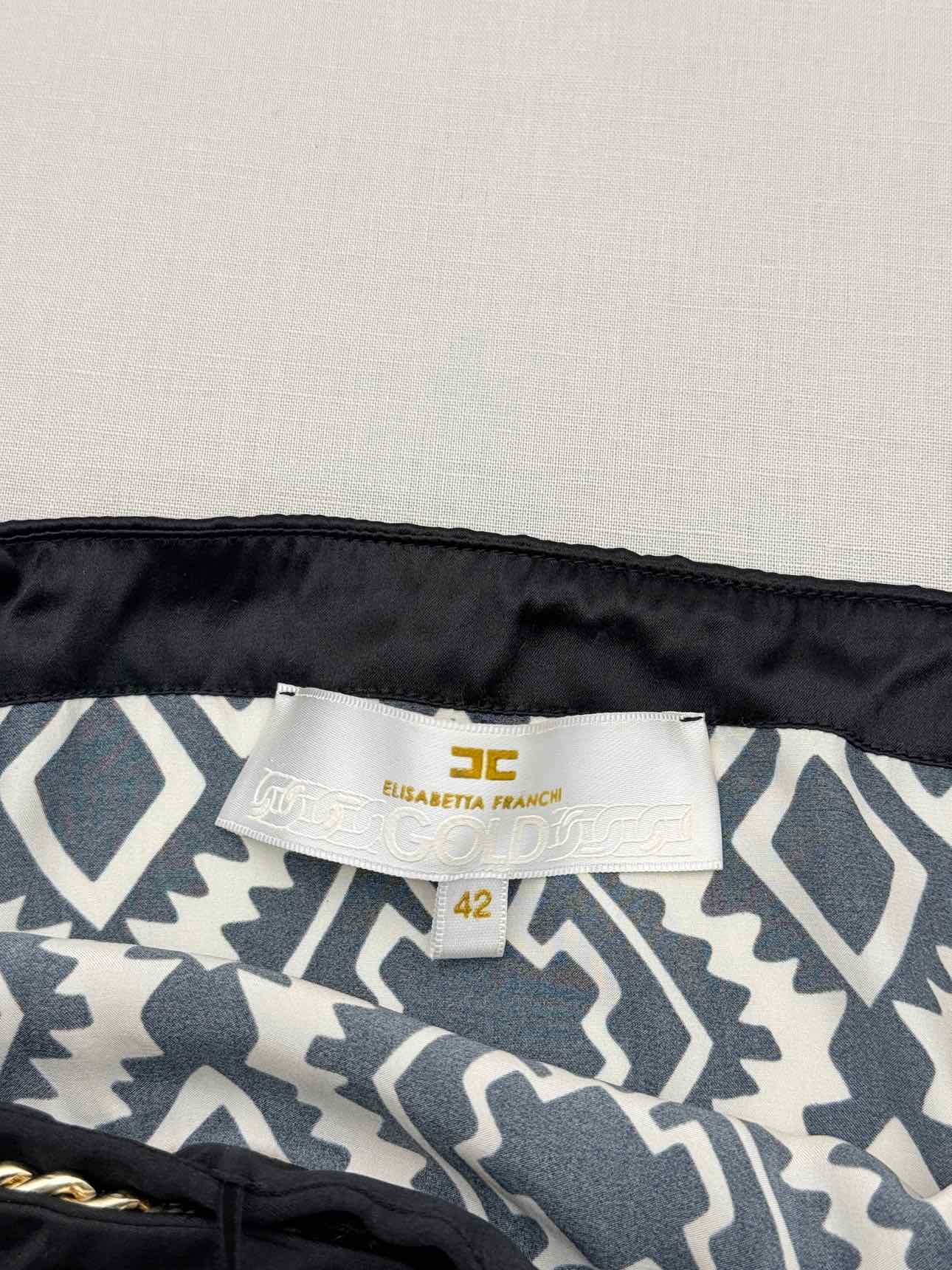 ELISABETTA FRANCHI Black & White Printed Size US 6 Top