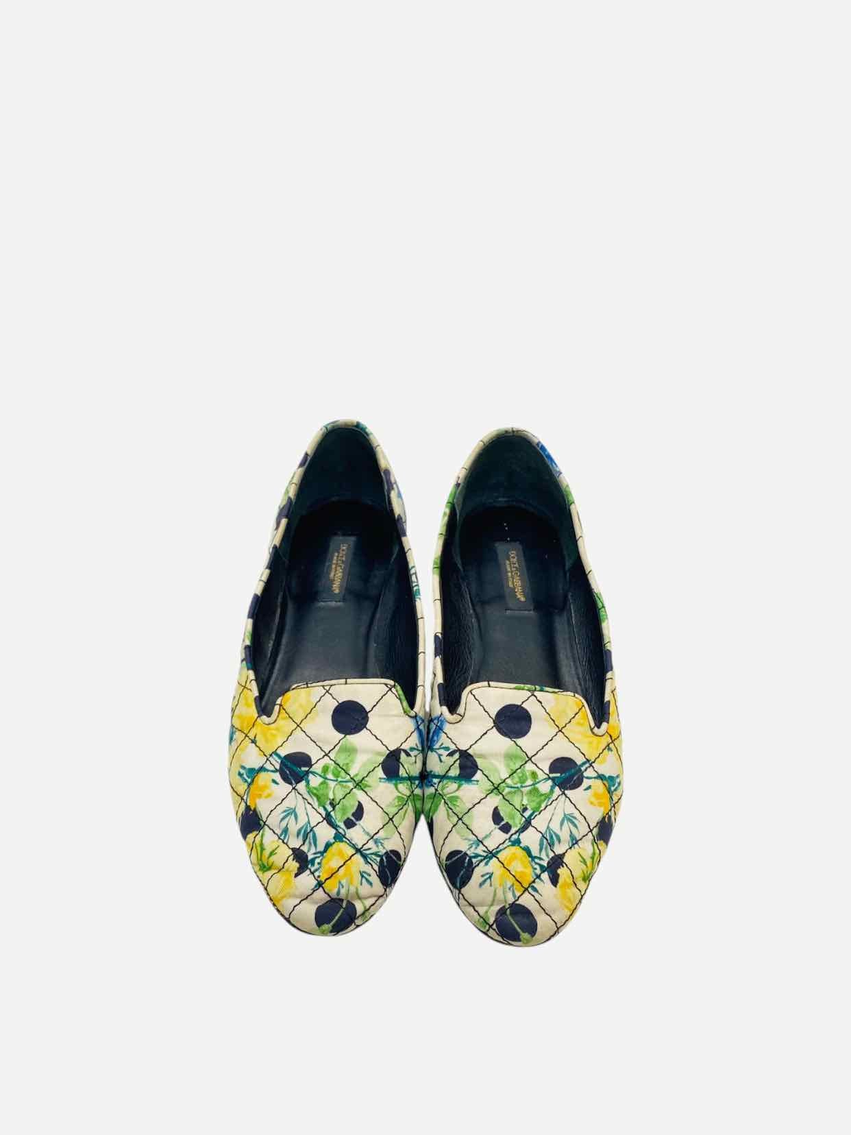 DOLCE & GABBANA White Multicolor Ballet Flats 36