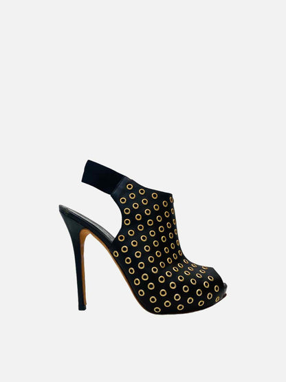 ALEXANDER MCQUEEN Black w/ Gold Slingbacks