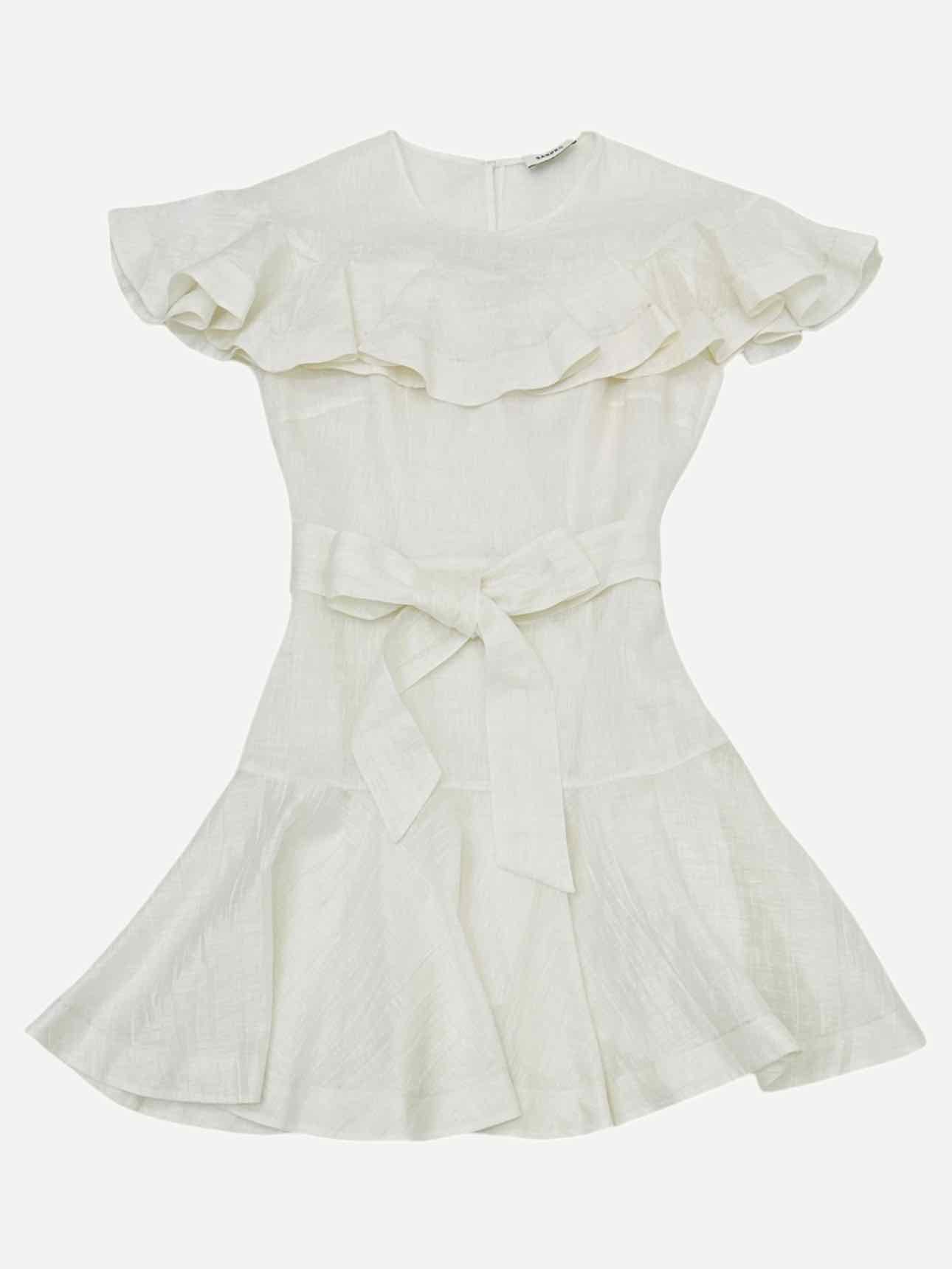 SANDRO Belted White Mini Dress US4