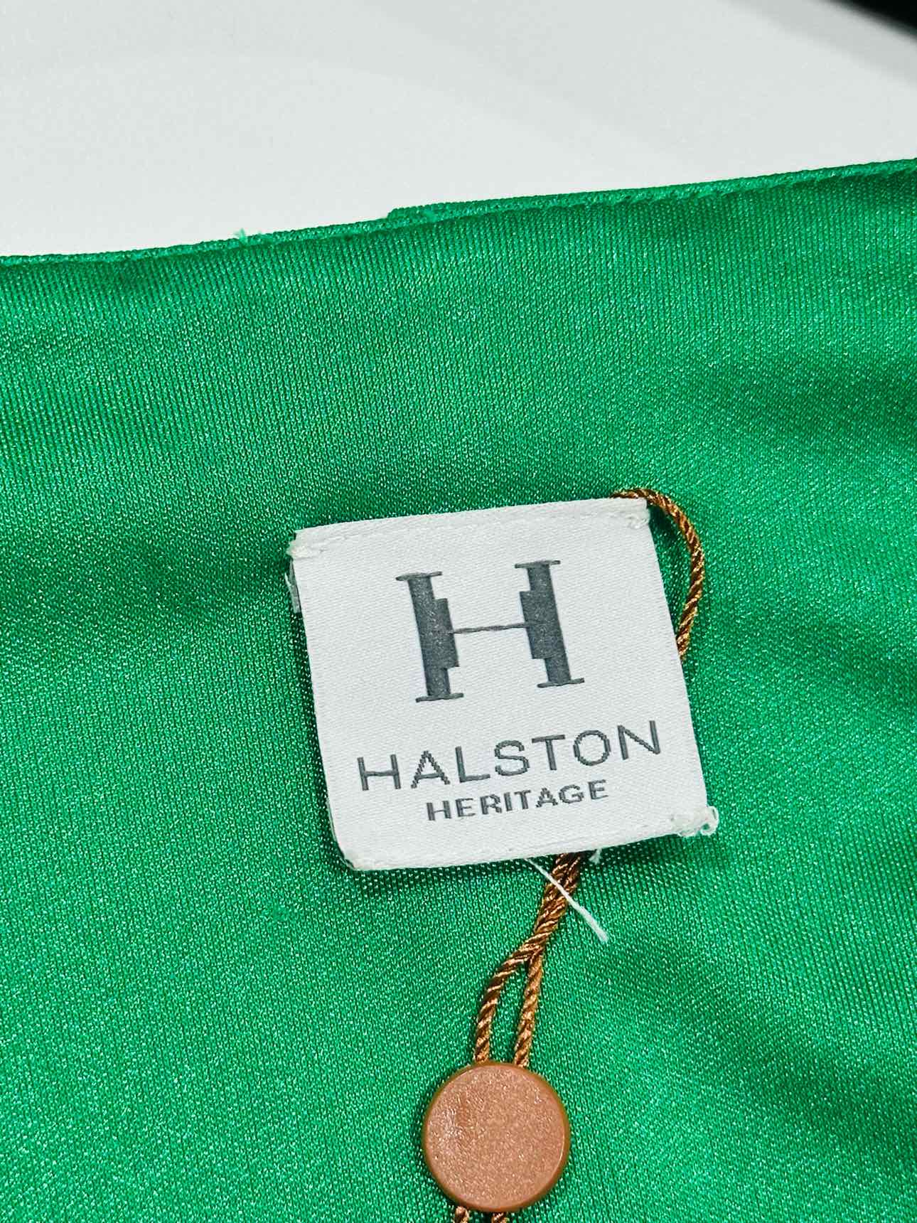 HALSTON HERITAGE Pleated Green Size Medium Long Dress