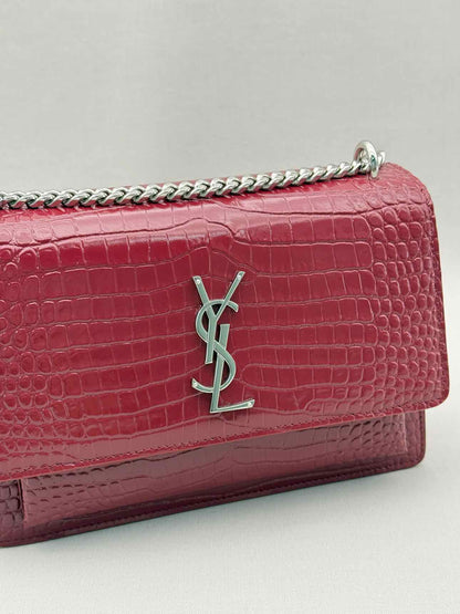 SAINT LAURENT Sunset Burgundy Shoulder Bag
