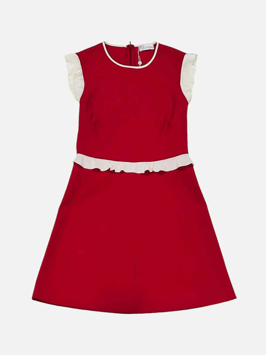 RED VALENTINO A-Line Red w/ White Knee Length Dress