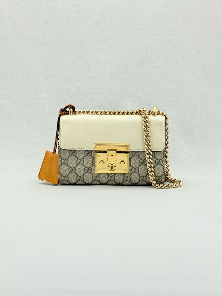 GUCCI Padlock Brown & Beige GG Supreme Shoulder Bag