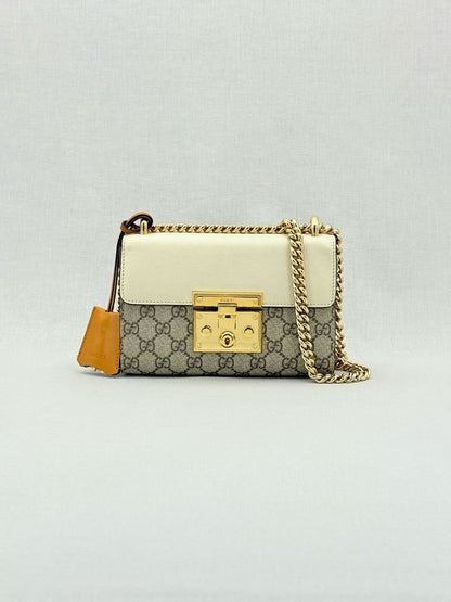 GUCCI Padlock Brown & Beige GG Supreme Shoulder Bag