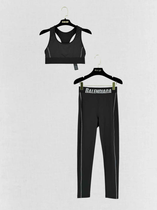 BALENCIAGA Black Logo Print Size Small Outfit Set