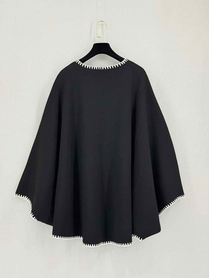 LUISA SPAGNOLI Meglio Black w/ White Size One Size Cape