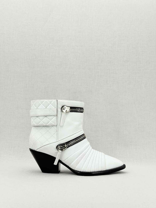 GUISEPPE ZANOTTI White Quilted Size EU 38 Ankle Boots