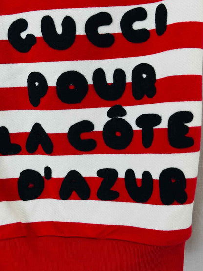 GUCCI Red & White Striped Size Small Cardigan