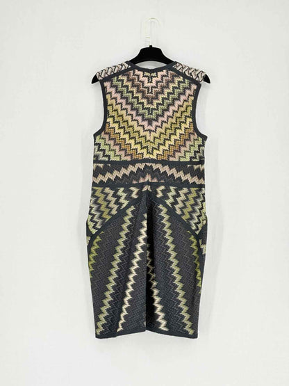 MISSONI Black Multicolor Zigzag Size US 8 Short Dress