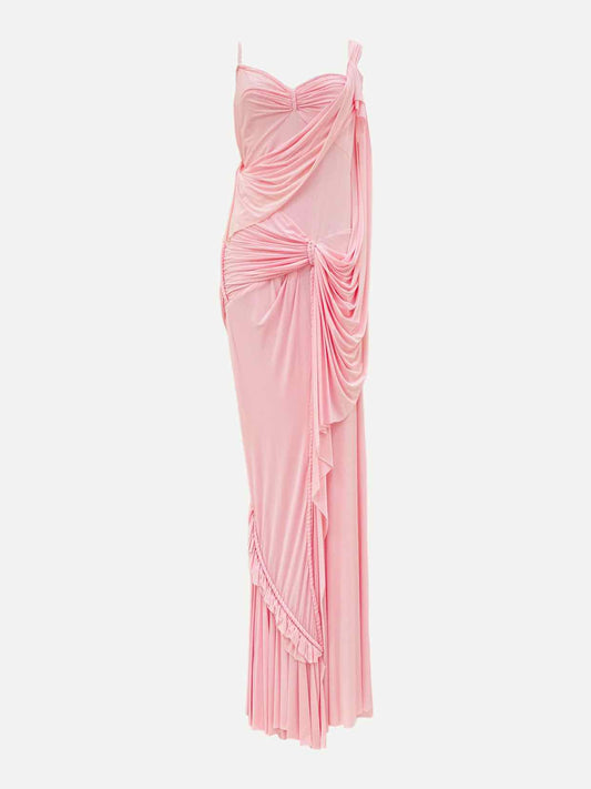 ZAC POSEN Ruched Baby Pink Long Dress