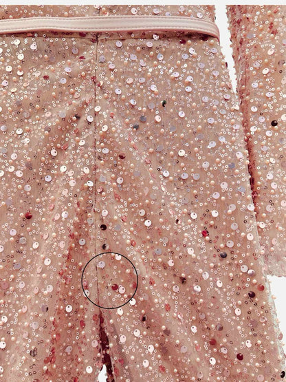 NADINE MERABI Sequin Pink Jumpsuit