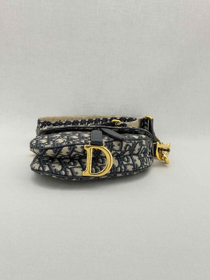 CHRISTIAN DIOR Blue Oblique Saddle Bag