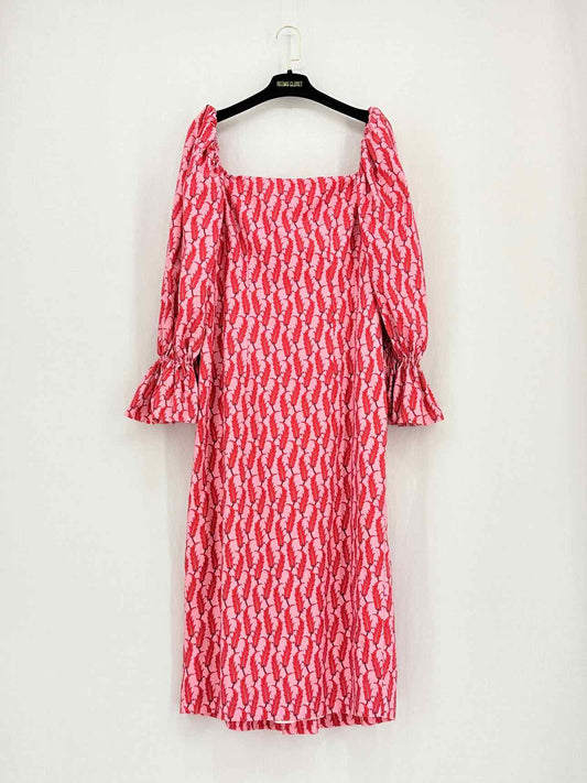 ATELIER 1756 Red Multicolor Size Medium Midi Dress