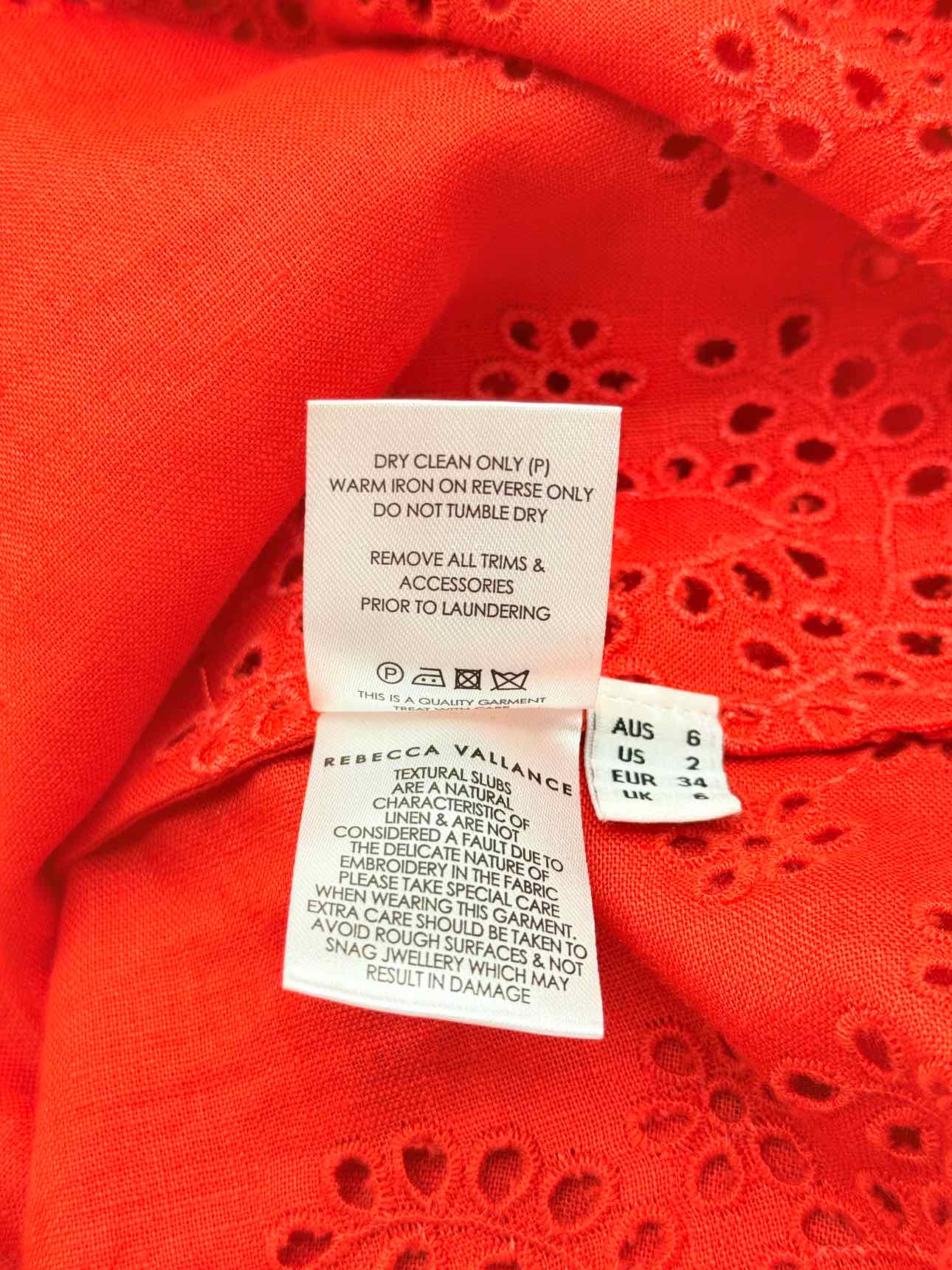 REBECCA VALLANCE Portia Red Size US 2 Midi Dress