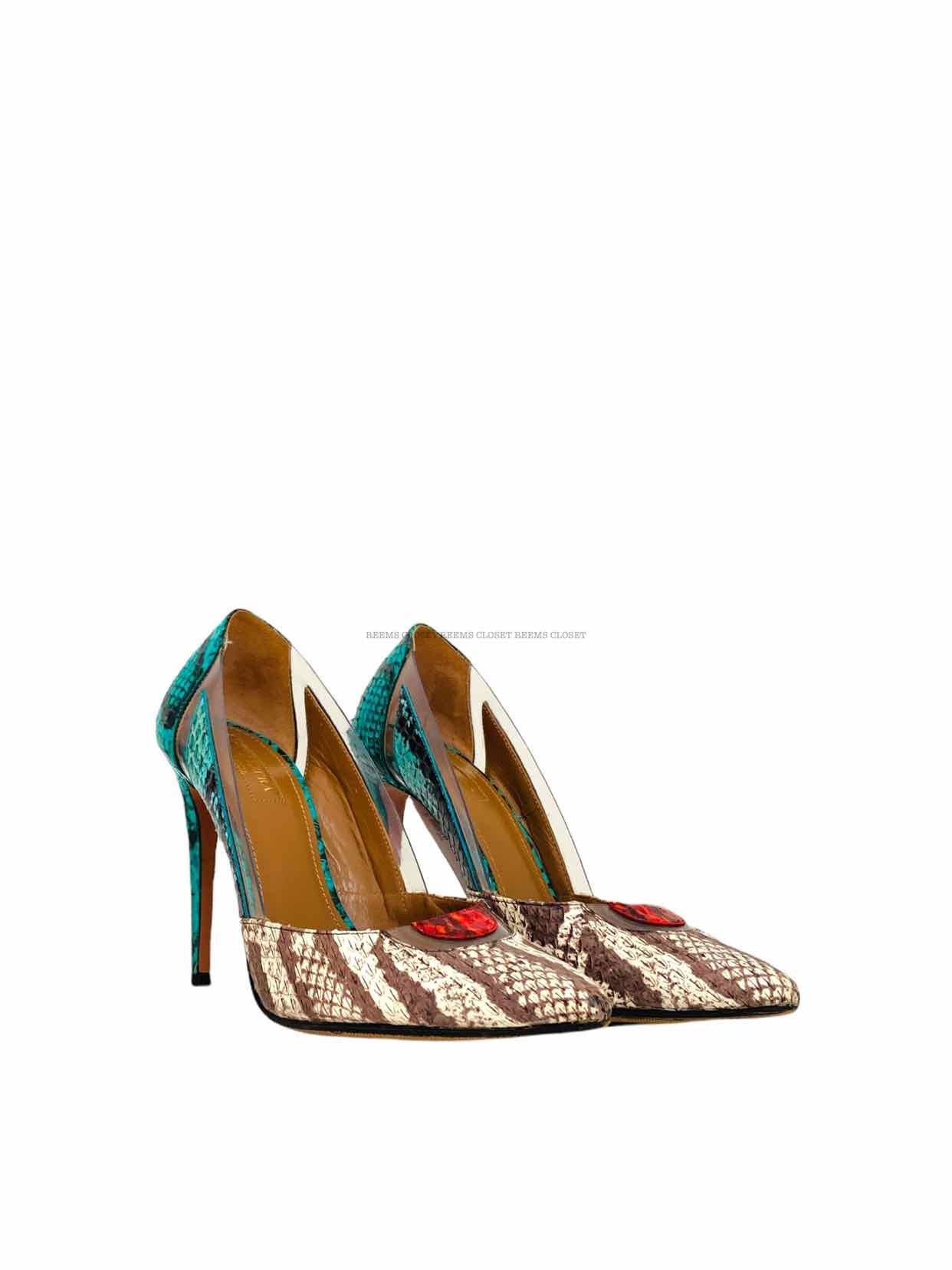 AQUAZZURA Blue, White & Brown Pumps